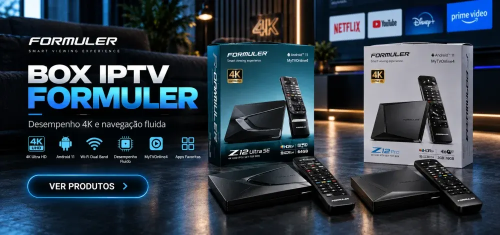 Box IPTV Formuler - Desempenho 4K e navegação fluida