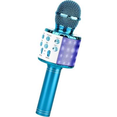 Klack Micrófono Karaoke Bluetooth Klack , 4 En 1 Microfono Inalámbrico Portátil para Niños, Musica, Función de Eco, Compatible Con Android, Pc Azul - MIC858AZUL