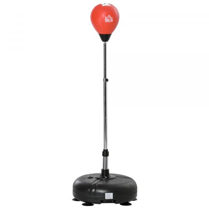 HomCom Saco de Boxe de Pé com Altura Ajustável de 4 Níveis Ø45x132-158cm Preto e Vermelho - A91-192RD